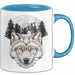 Wolf Tasse Geschenk Realistisch Berglandschaft Vollmond Geschenkidee Blau Trendation