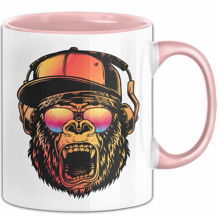 Affe Grafik Tasse Coole Tassen Geschenkidee Jungs Dj Chimpanse Becher Rosa Trendation