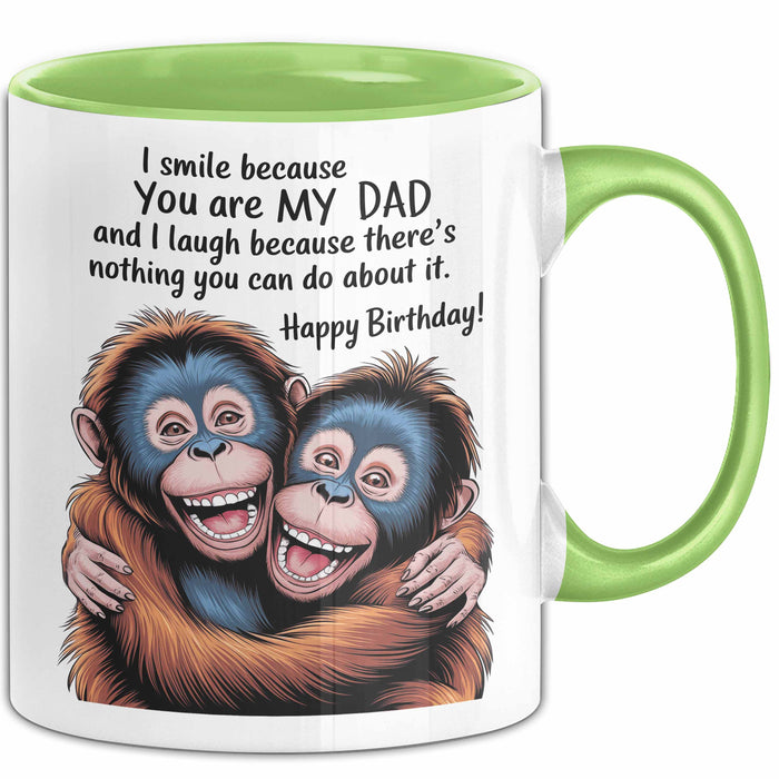 Papa Vater Geburtstagsfeier Tasse Geschenk Lustige Geschenkidee Spruch Ich Lächle Weil Du Mein Papa Bist Grün Trendation
