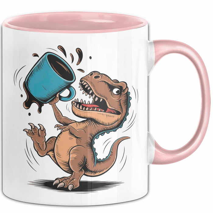 Dinosaurier Fan Tasse Geschenkidee für Urzeit Fans Rosa Trendation