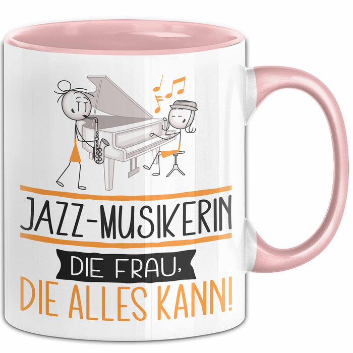 Jazz-Musikerin Geschenk Tasse Becher Die Frau Die Allen Kann Geschenkidee für eine Jazz-Musikerin Lustig Rosa Trendation