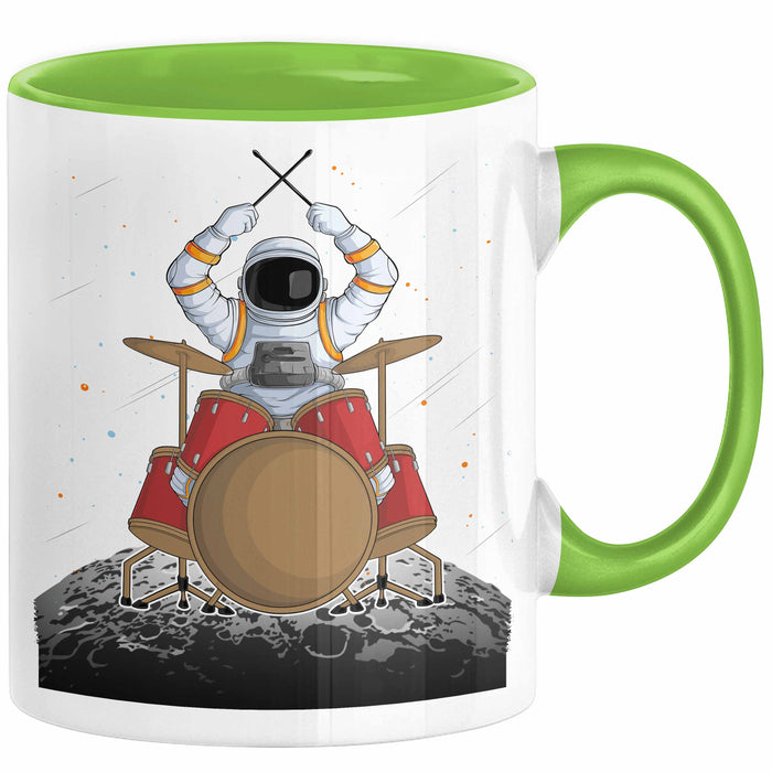 Drummer Schlagzeug-Spieler Geschenk Tasse Geschenkidee Kaffee-Becher Schlagzeuger Mond Grafik Grün Trendation