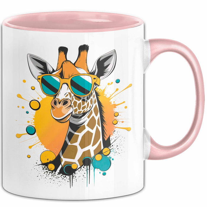 Giraffe Mit Sonnenbrille Tasse Geschenk Lustige Geschenkidee Spruch Rosa Trendation