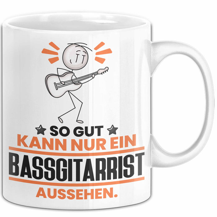 Bassgitarrist Geschenk Tasse So Gut Kann Nur Ein Bassgitarrist Aussehen Geschenkidee Kaffee-Becher Weiß Trendation