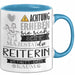 Reiterin Tasse Geschenk Lustiger Spruch Bitte Erheben Sie Sich Seine Majestät Die Reiterin Betritt Den Raum Blau Trendation