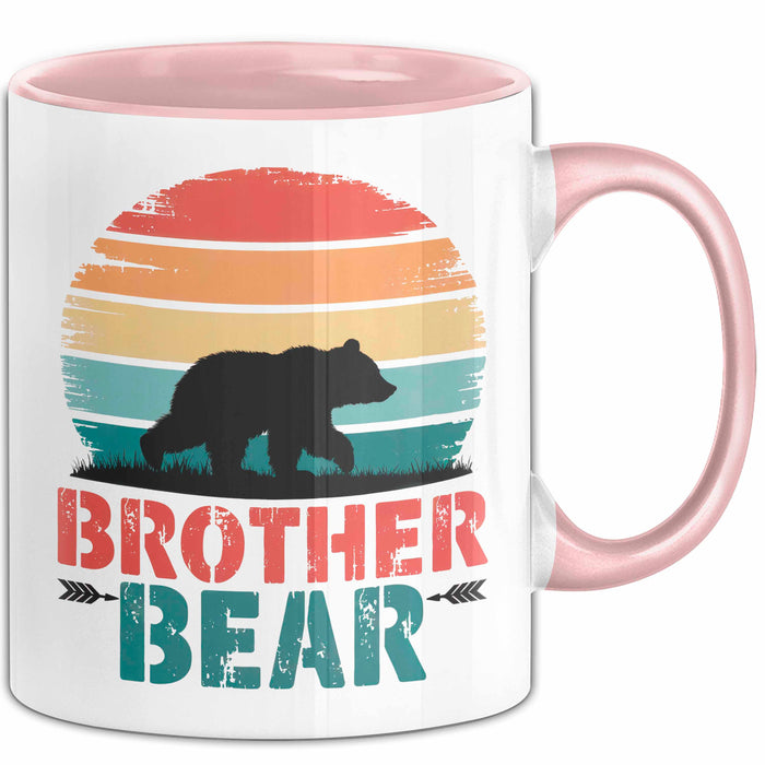 Retro Bruder Bär Tasse Geschenk Lustige Geschenkidee Spruch Rosa Trendation