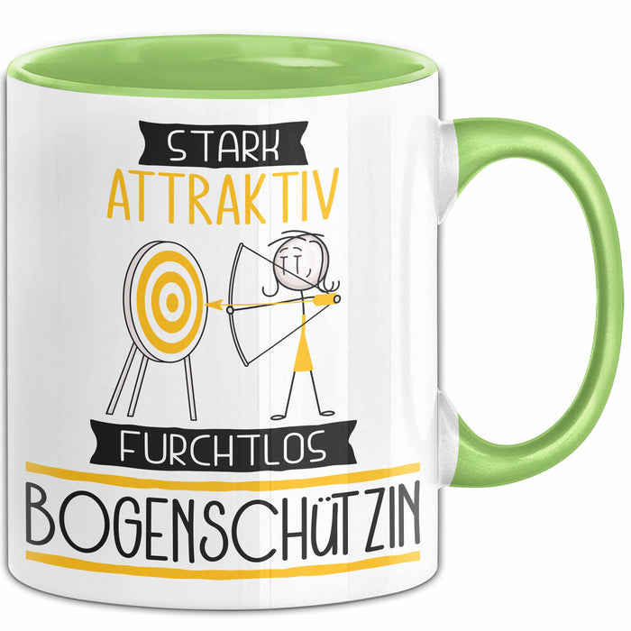 Bogenschützin Tasse Geschenk Becher Stark Attraktiv Furchtlos Bogenschützin Lustige Geschenkidee Grün Trendation