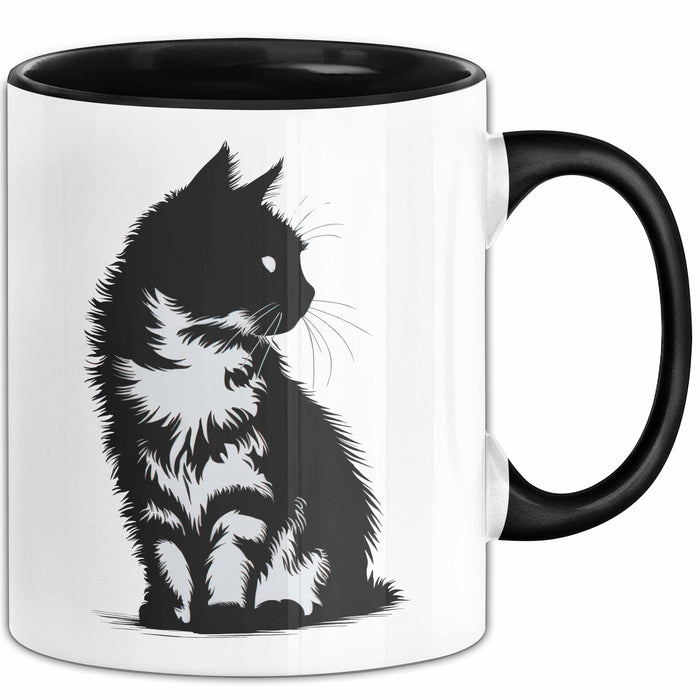 Katzen Tierliebhaber Tasse Geschenk Lustige Geschenkidee Spruch Schwarz Trendation