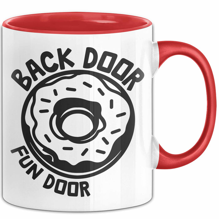 Humor Tasse Geschenk 18+ Back Door Fun Door Kaffee-Becher Rot Trendation