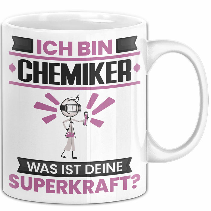 Chemiker Tasse Geschenk für Chemiker Geburtstag Lustiger Spruch Kaffee-Becher Was Ist Deine Superkraft Weiß Trendation