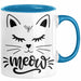 Katzen-Besitzerin Tasse Geschenk Meow Katze Geschenkidee Miau Katzen Mama Kaffee-Becher Blau Trendation