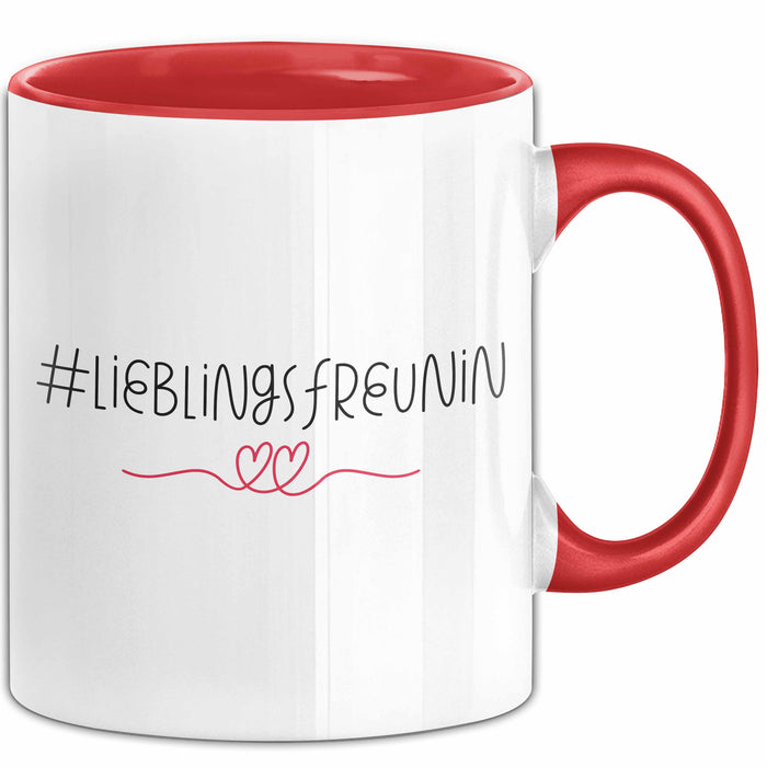 Tasse ValentinstagsGrafik mit Herzen und Lieblingsfreundin Geschenk für sie Rot Trendation