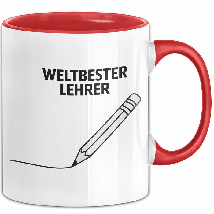 Unterricht Lehrer Wertschätzung Tasse Geschenk Lustige Geschenkidee Spruch Weltbester Lehrer Rot Trendation