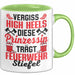 Feuerwehr-Frau Tasse Geschenk Feuerwehr Vergiss High Heels Diese Prinzessin Trägt Stiefel Grün Trendation