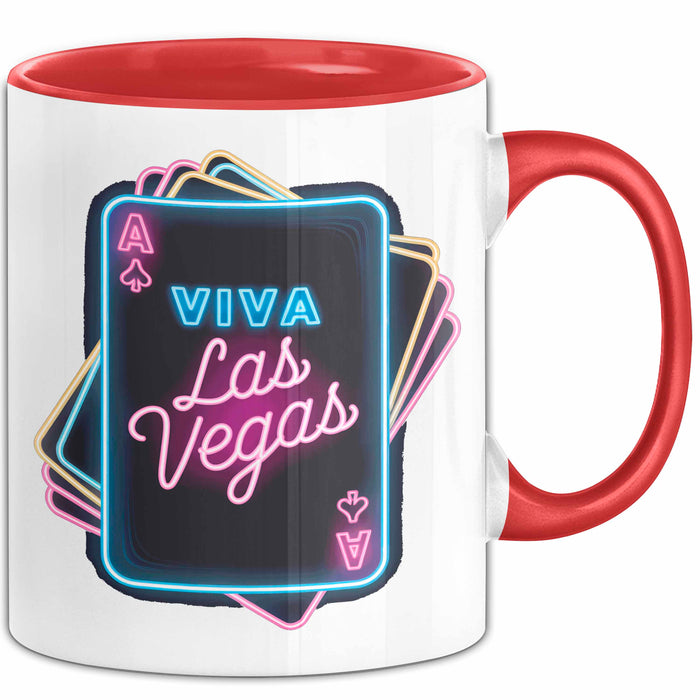 Las Vegas Nevada USA Tasse Geschenk Lustige Geschenkidee Spruch Viva Las Vegas Rot Trendation