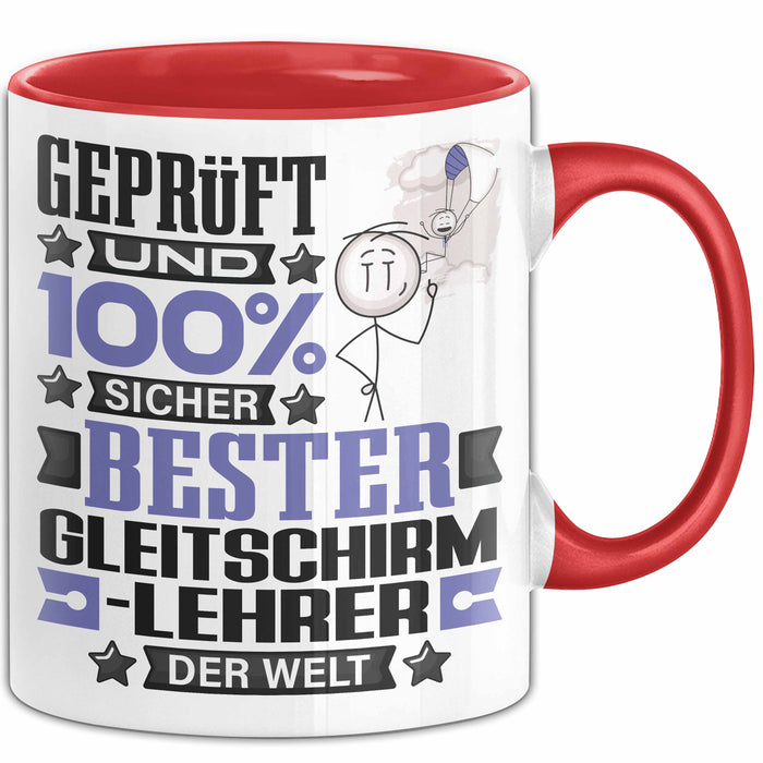 Gleitschirmlehrer Geschenk Lustiger Spruch für Gleitschirmlehrer Geschenkidee Bester Gleitschirmlehrer Der Welt Rot Trendation
