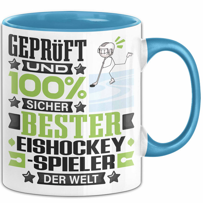 Eishockeyspieler Geschenk Lustiger Spruch für Eishockeyspieler Geschenkidee Bester Eishockeyspieler Der Welt Blau Trendation