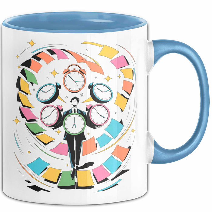 Projektmanager Tasse Geschenk Lustige Geschenkidee Spruch Für Deadline Jongleure Blau Trendation
