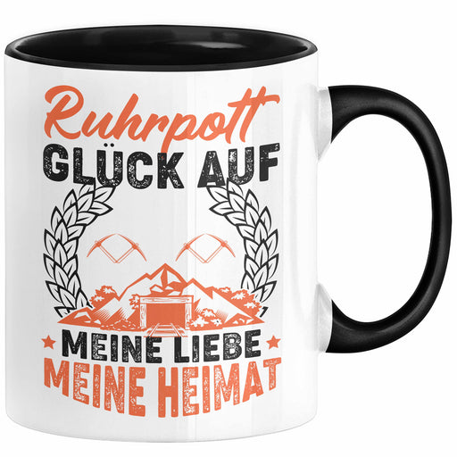 Ruhrpott Tasse Geschenk Glück Auf Meine Liebe Meine Heimat Essen Duisburg Bochum Dortmund Oberhausen Hagen Städte Tassen Schwarz Trendation