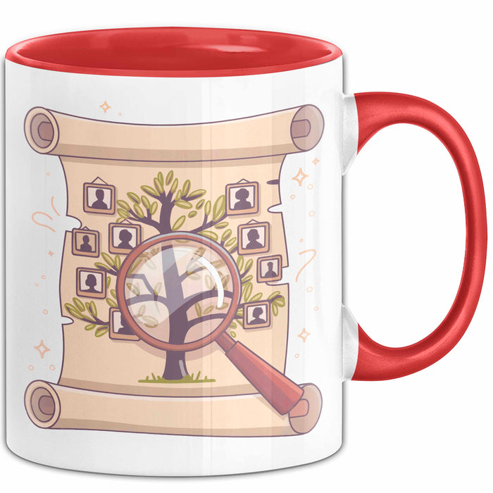 Genealoge Tasse Geschenk Lustige Geschenkidee Spruch Für Stammbaum Forscher Rot Trendation
