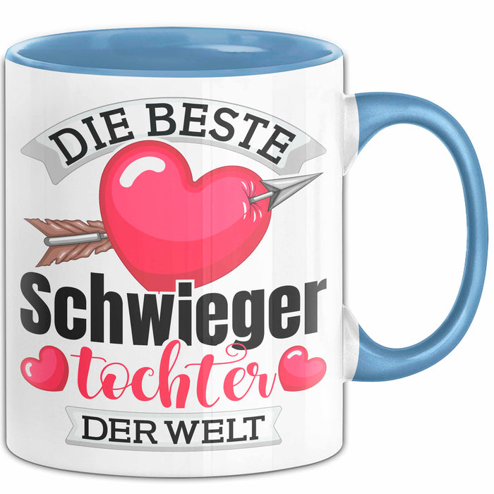 Schwiegertochter Tasse Geschenk Die Beste Schwiegertochter Der Welt Geschenkidee Becher Blau Trendation