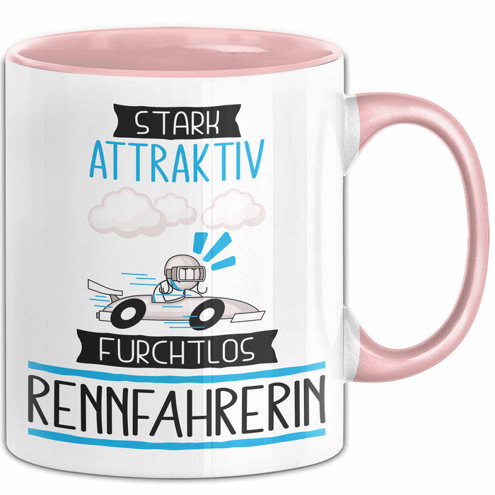 Rennfahrerin Tasse Geschenk Becher Stark Attraktiv Furchtlos Rennfahrerin Lustige Geschenkidee Rosa Trendation