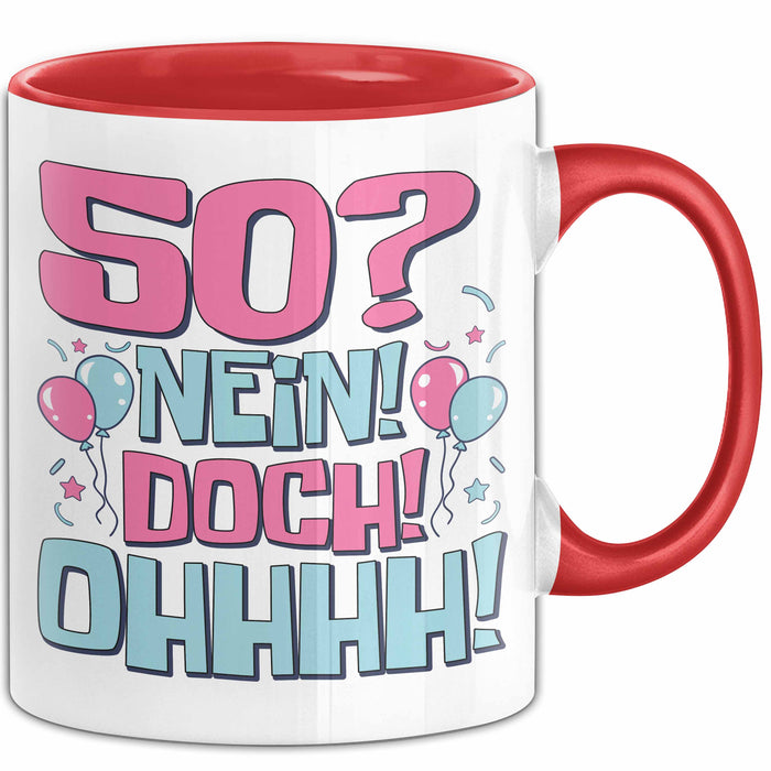 50er Geburtstag Geschenk Männer Frauen 50 Nein Doch Ohhhh Lustiger Spruch Geschenkidee Kaffee-Becher Rot Trendation