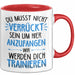 Office Arbeitskollege Tasse Geschenk Lustige Geschenkidee Spruch Du Musst Nicht Verrückt Sein Um Hier Anzufangen Rot Trendation