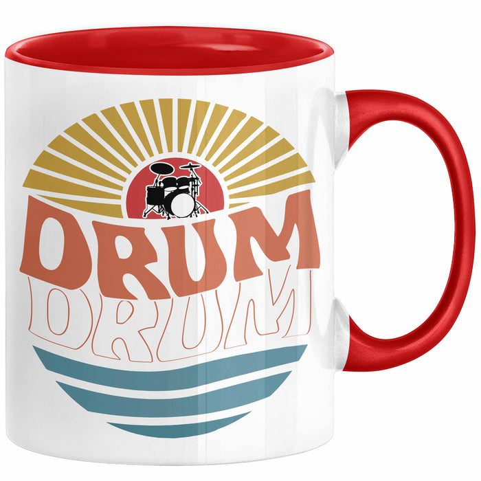 Drummer Schlagzeug-Spieler Geschenk Tasse Geschenkidee Kaffee-Becher Schlagzeuger Drum Bunte Grafik Rot Trendation