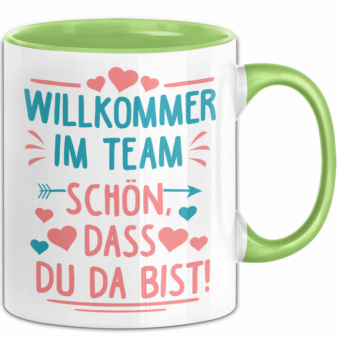 Office Arbeitskollege Tasse Geschenk Lustige Geschenkidee Spruch Willkommen Im Team Schön Dass Du Da Bist Grün Trendation