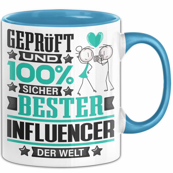 Influencer Geschenk Lustiger Spruch für Influencer Geschenkidee Bester Influencer Der Welt Blau Trendation