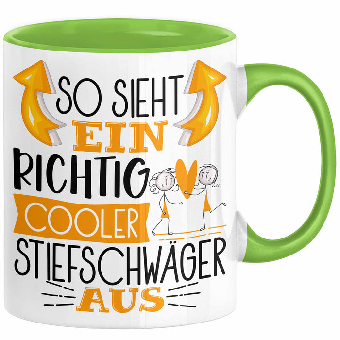 So Sieht Ein Richtig Cooler Stiefschwäger Aus Geschenk Tasse Lustiger Spruch Geschenkidee Grün Trendation