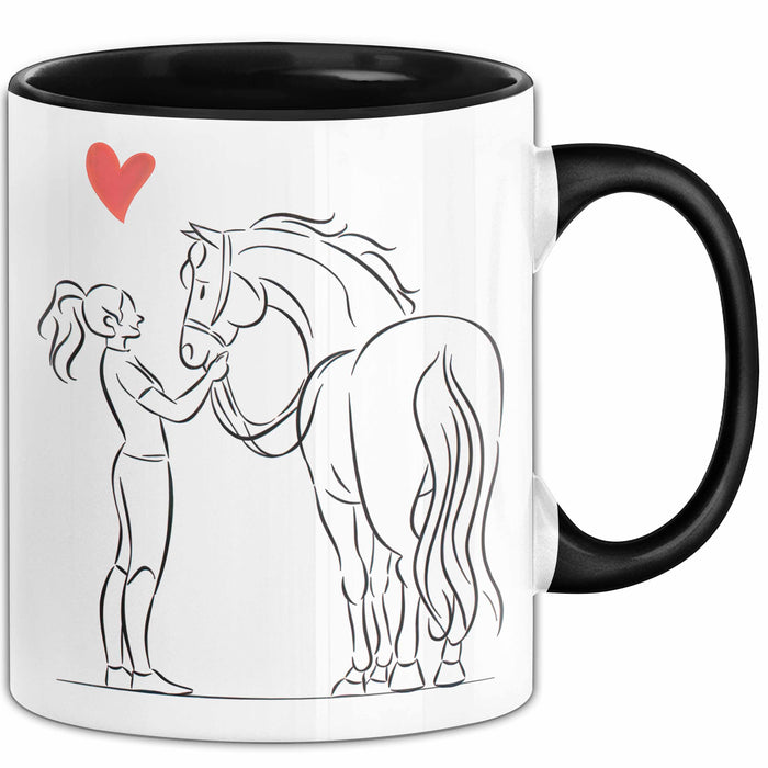 Pferde Tierliebhaber Mädchen Tasse Geschenk Lustige Geschenkidee Spruch Schwarz Trendation