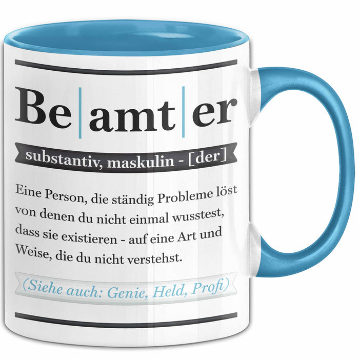 Beamter Tasse Geschenk Humorvoll Kollege Abschiedsgeschenk Blau Trendation