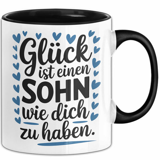 Sohn Tasse Geschenk Glueck Ist Einen Sohn Wie Dich Geschenkidee Mama Papa Schwarz Trendation