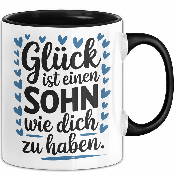 Sohn Tasse Geschenk Glueck Ist Einen Sohn Wie Dich Geschenkidee Mama Papa Schwarz Trendation