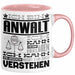 Anwalt Geschenk Tasse Geschenkidee für Anwalt Geburtstag Lustiger Spruch Ich Bin Anwalt Ich Kann Es Dir Erklären Aber Nicht Für Dich Verstehen Rosa Trendation
