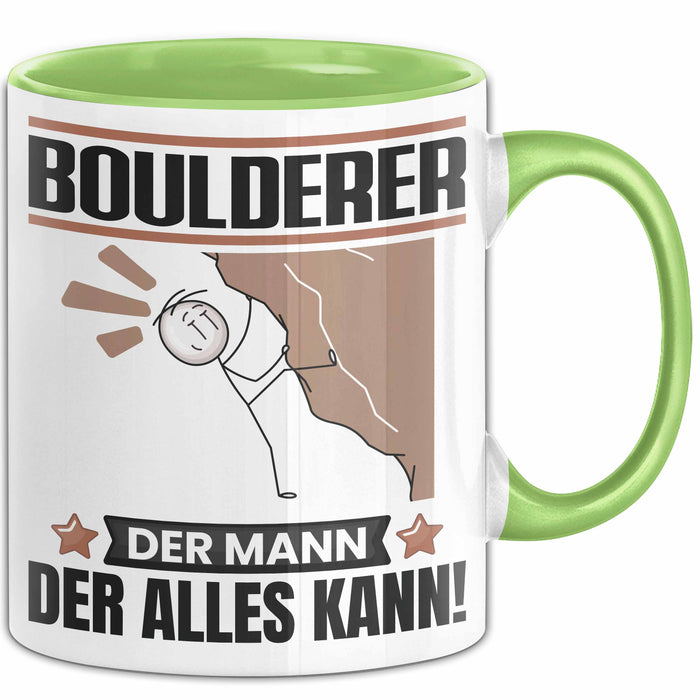 Boulderer Tasse Geschenk für Boulderer Der Mann Der Alles Kann Geschenkidee zum Geburtstag Grün Trendation