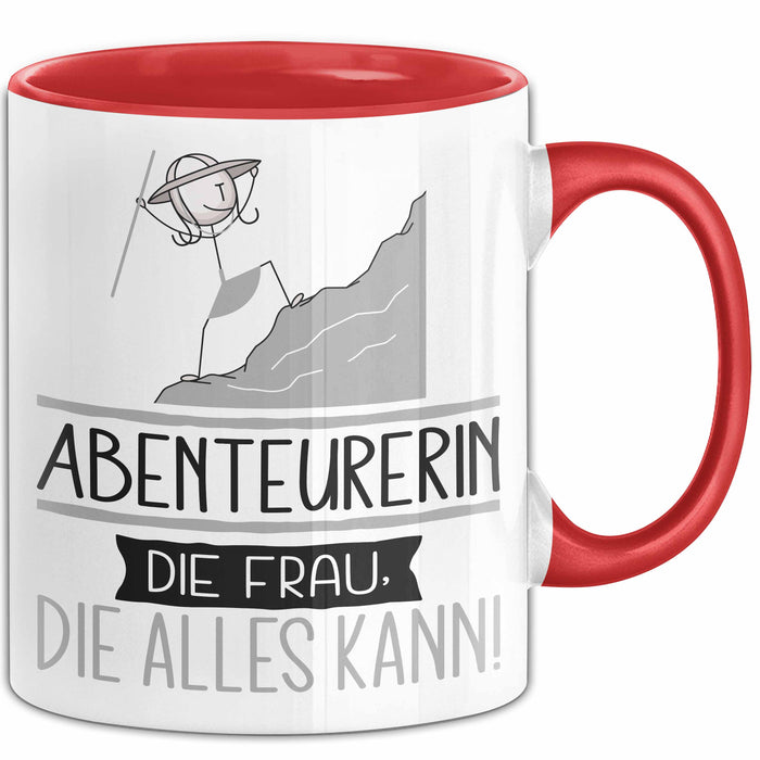 Abenteurerin Geschenk Tasse Becher Die Frau Die Allen Kann Geschenkidee für eine Abenteurerin Lustig Rot Trendation
