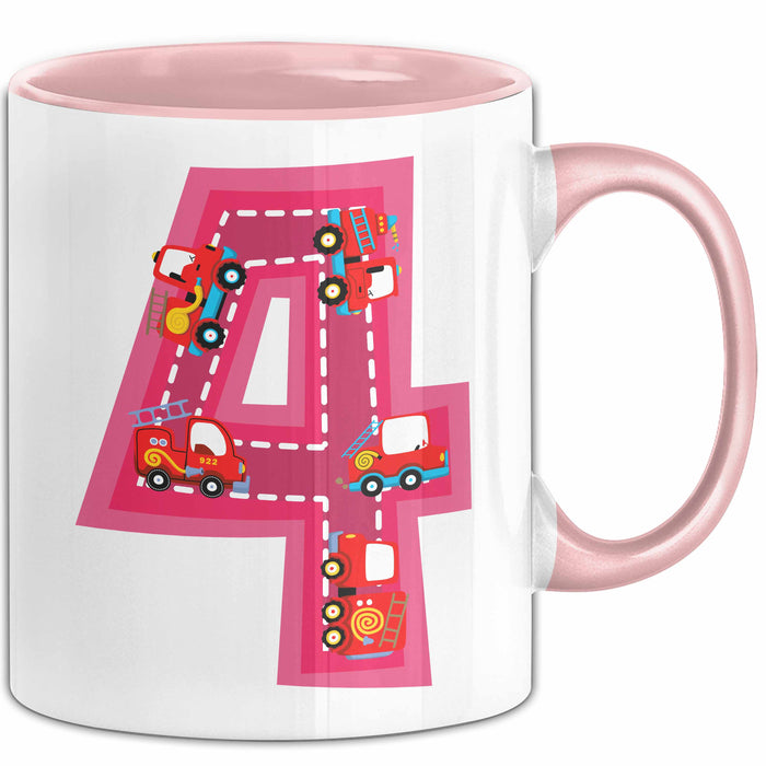 4. Geburtstag Tasse Geschenk Mädchen Jungs 4Er Geburstagsgeschenk Becher Rosa Trendation