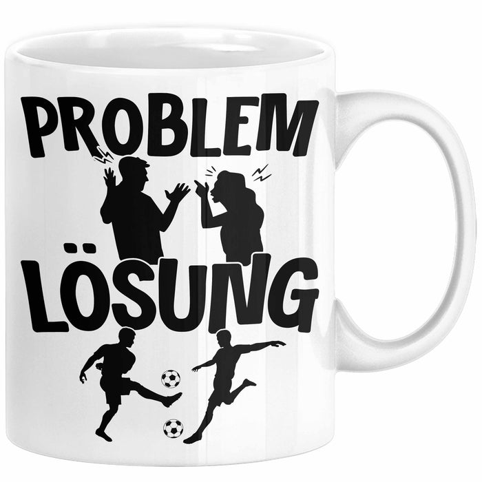 Fußballer Tasse Geschenk für Fußballspieler Männer Geschenkidee Problem und Lösung Fussball Spielen Weiß Trendation