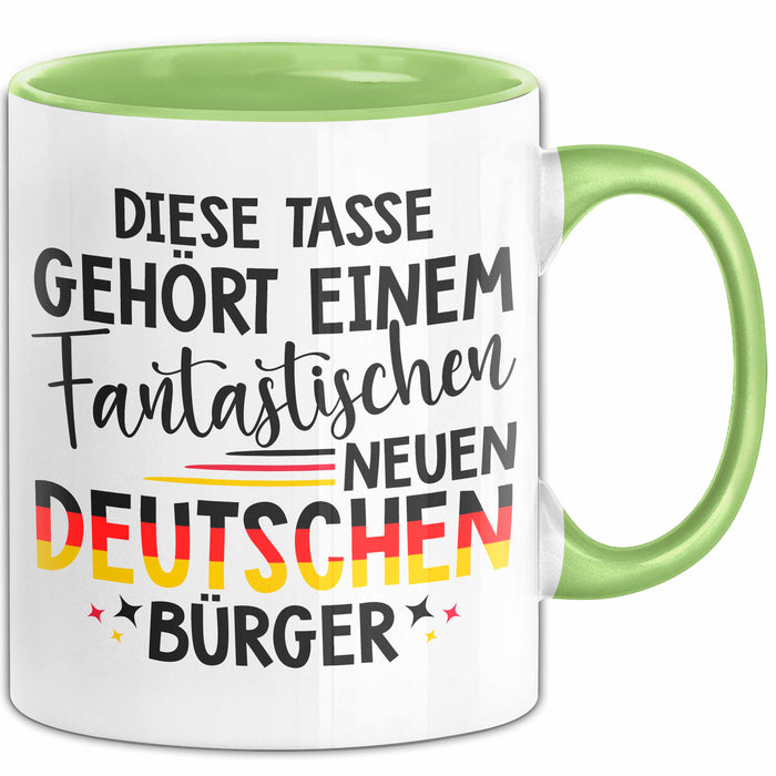 Deutschland Deutscher Bürger Tasse Becher Geschenk Lustige Geschenkidee Spruch Diese Tasse Gehört Einem Fantastischen Neuen Deutschen Burger Grün Trendation