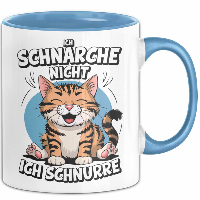 Schlafende Katze Tasse Geschenk Lustige Geschenkidee Spruch Ich Schnarche Nicht Ich Schnurre Blau Trendation