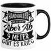 Handball Geschenk Tasse Geschenkidee Handball-Spieler Handballspielerin Mädchen Jungs Kaffee-Becher Ab 9 Meter Gibt Es Krieg Schwarz Trendation