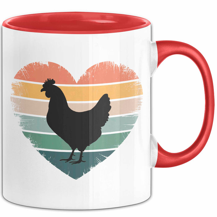 Huhn Tier Bauer Tasse Becher Geschenk Lustige Geschenkidee Spruch Hühnerherz Rot Trendation