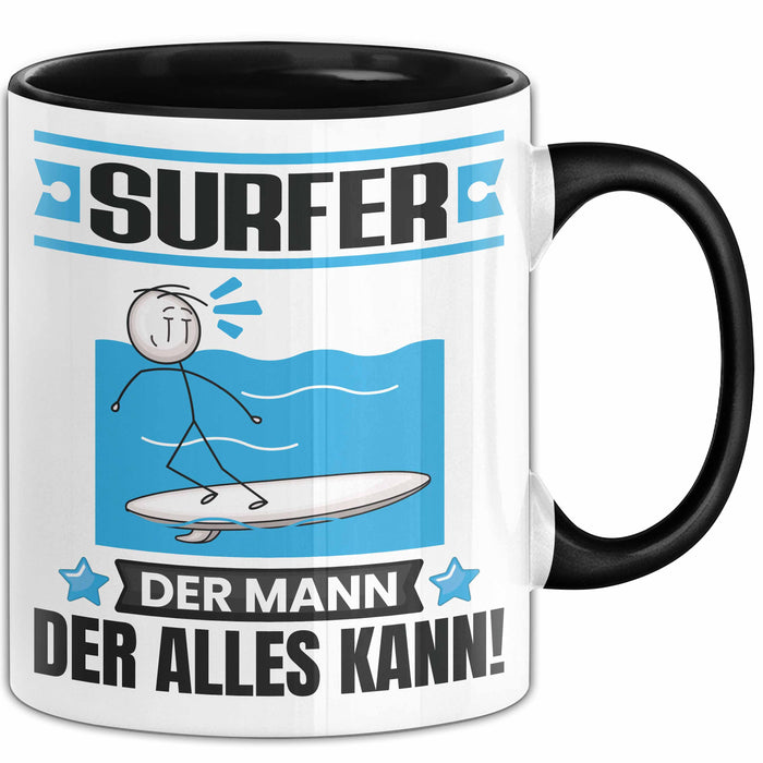 Surfer Tasse Geschenk für Surfer Der Mann Der Alles Kann Geschenkidee zum Geburtstag Schwarz Trendation