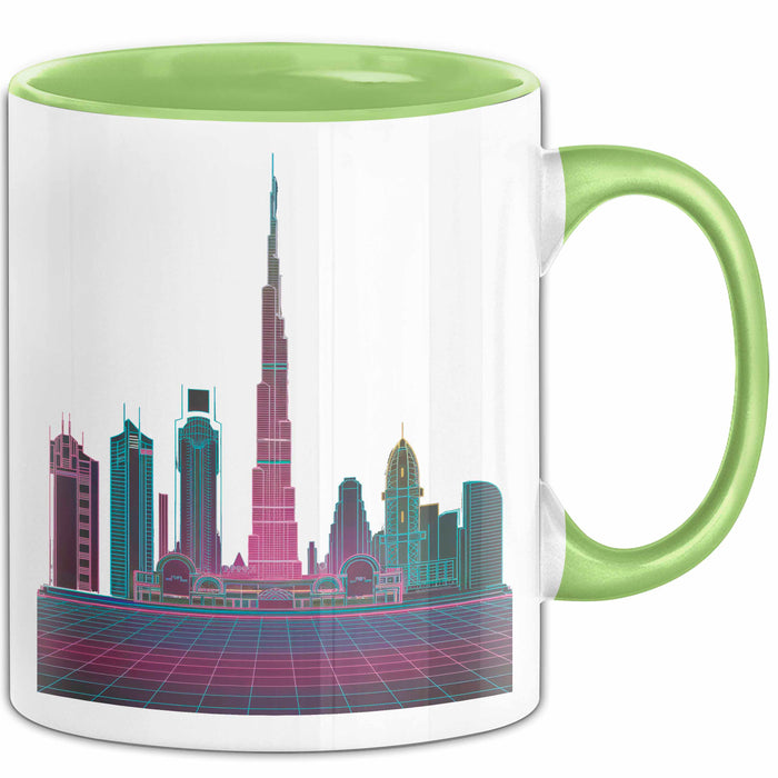 Dubai VAE Burj Khalifa Tasse Geschenk Lustige Geschenkidee Spruch Grün Trendation