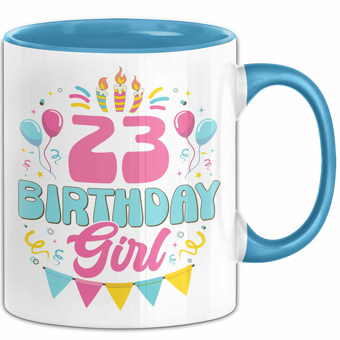 23. Geburtstag Tasse Frauen Mädchen Geschenkidee Lustig 23 Birthday Girl Lustiger Spruch Blau Trendation