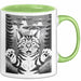 Katzen Tierliebhaber Tasse Geschenk Lustige Geschenkidee Spruch Alien UFO Katze Grün Trendation
