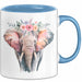 Elefant Tier Blumen Tasse Geschenk Lustige Geschenkidee Spruch Blau Trendation